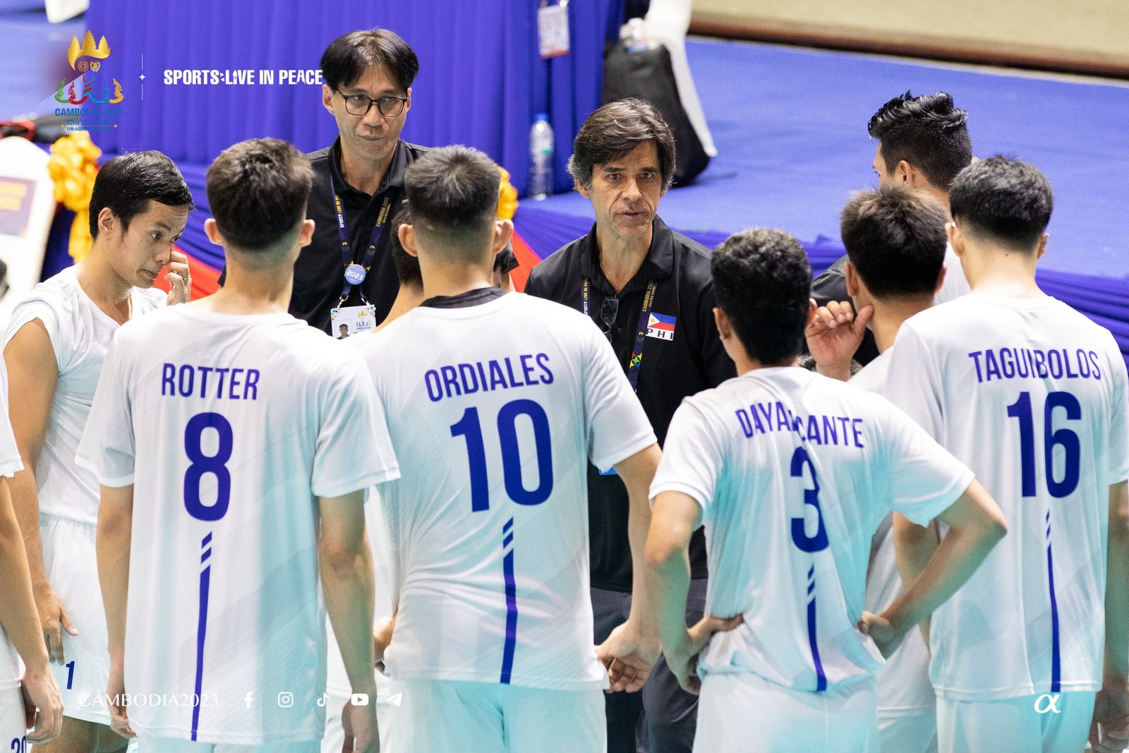 Philippine men's volleyball coach Sergio Veloso during the country's first game in the 32nd SEA Games. –CAMBODIA 2023